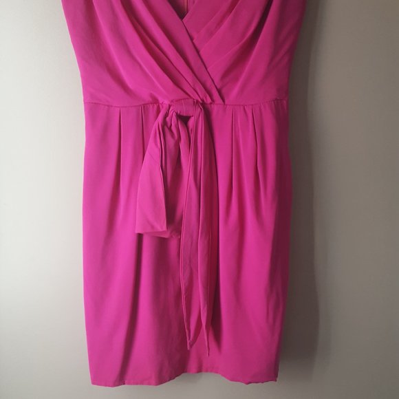 Jill Stuart Silk Pink Fuchsia Sleeveless Formal Dress with Pockets, Size 8 - Picture 5 of 16